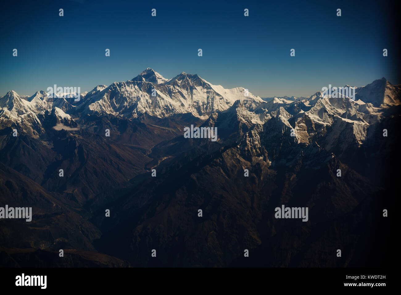 Everest View aus dem Flugzeug, Nepal Stockfoto