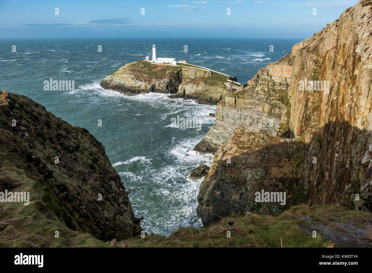 South Stack Lighthouse und Klippen Holyhead ANGLESEY Wales UK Stockfoto