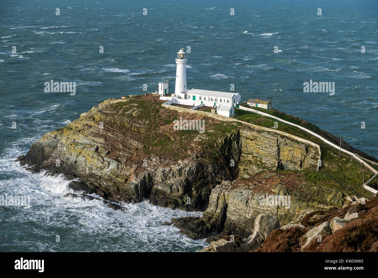 South Stack Lighthouse und Klippen Holyhead ANGLESEY Wales UK Stockfoto
