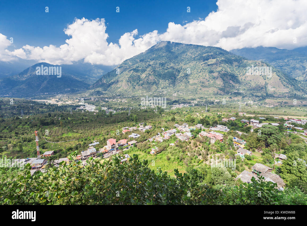 Landschaft von naggar Dorf, Himachal Pradesh, Indien Stockfoto