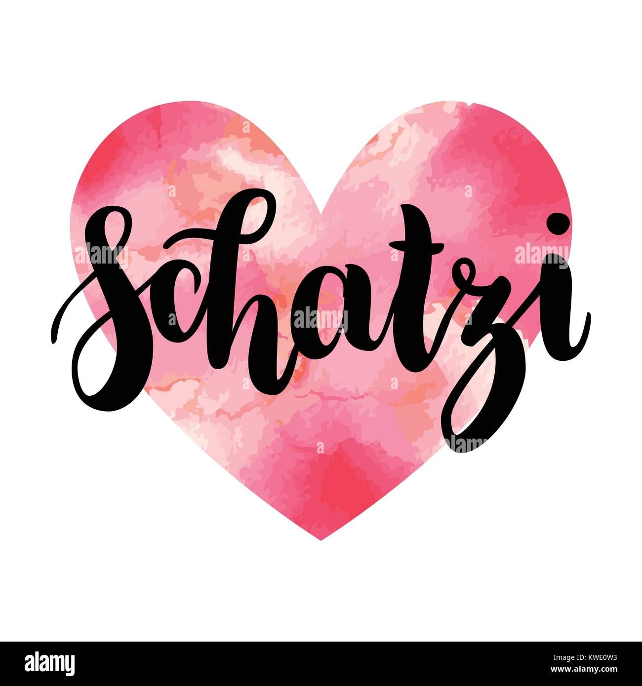 Schatzi Schatz im Deutschen. Happy Valentines Day card