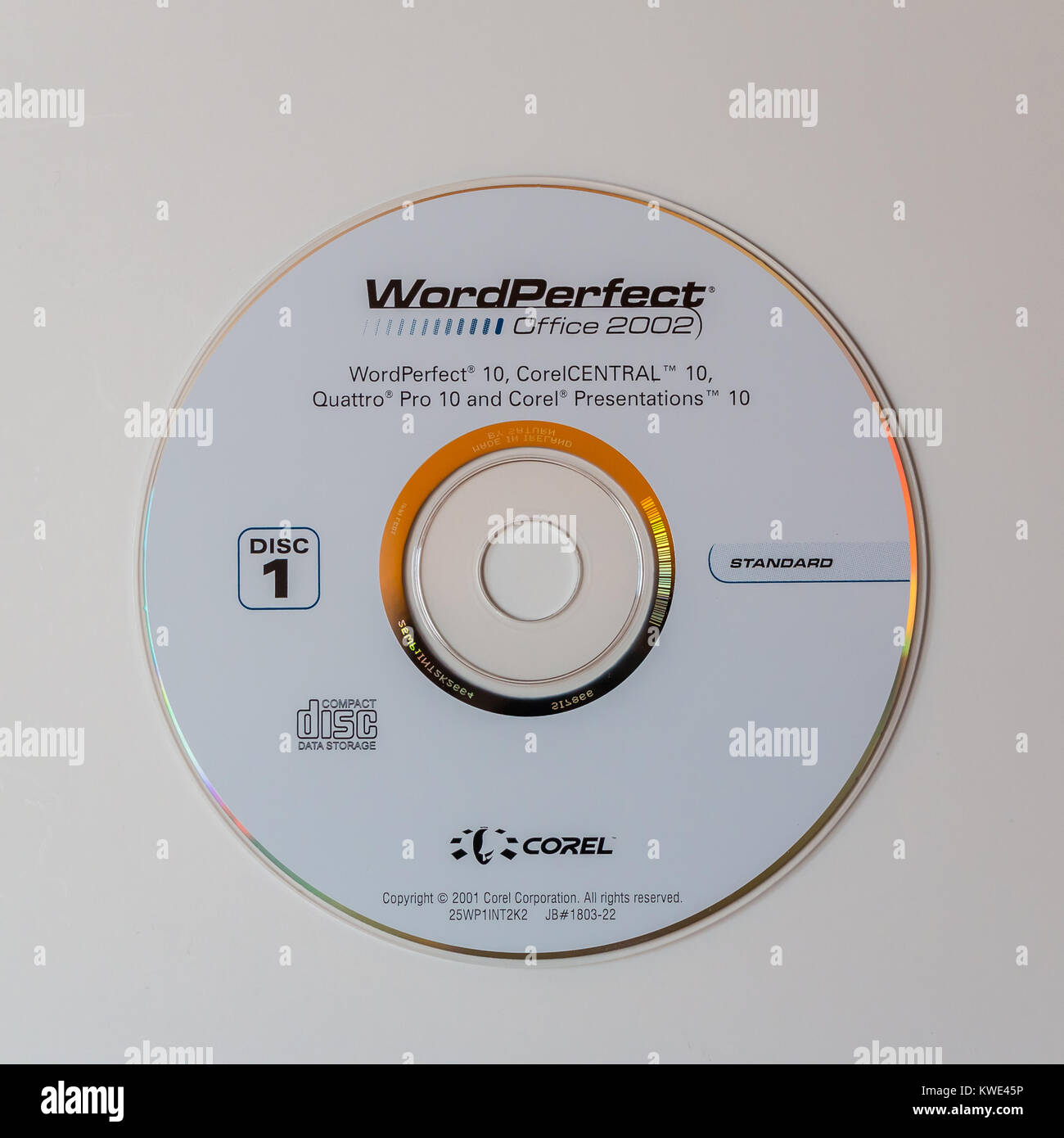 Vintage-Installations-CD, Wordperfect Office 2002 Stockfoto
