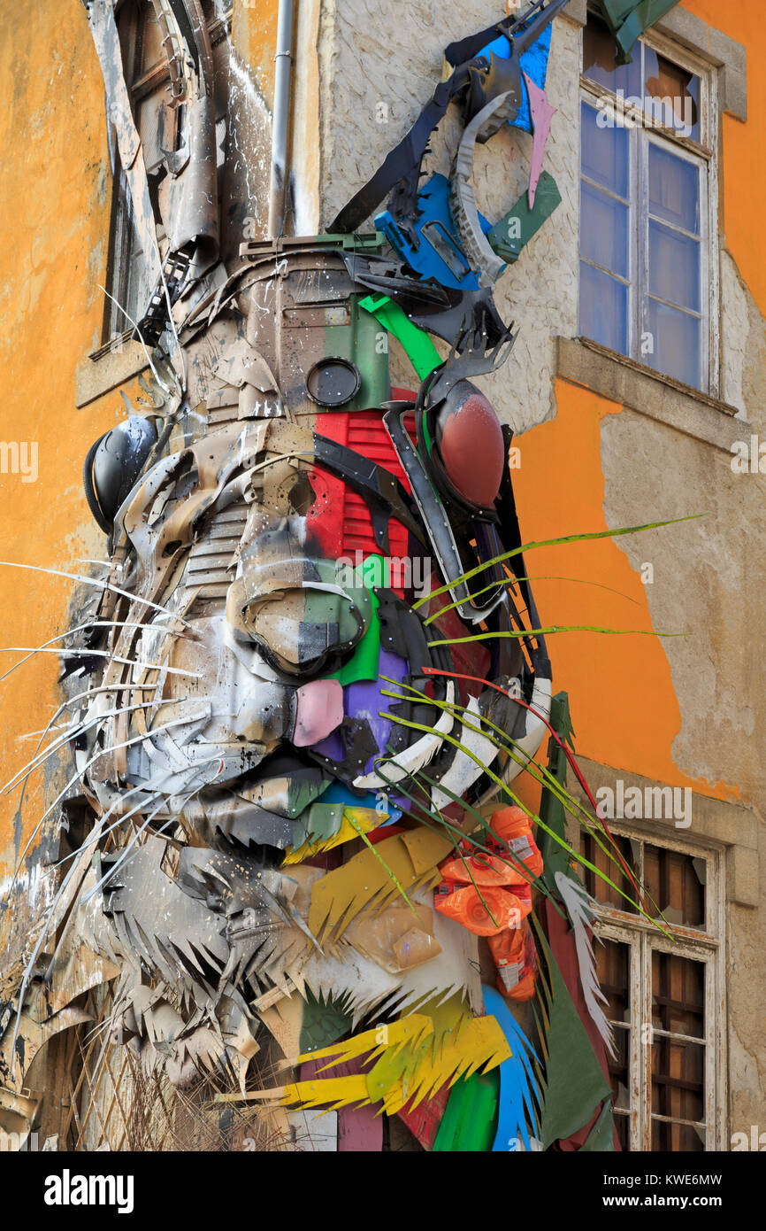 Skulptur, Dom Alfonso Straße, Gaia, Porto, Portugal, Europa Stockfoto