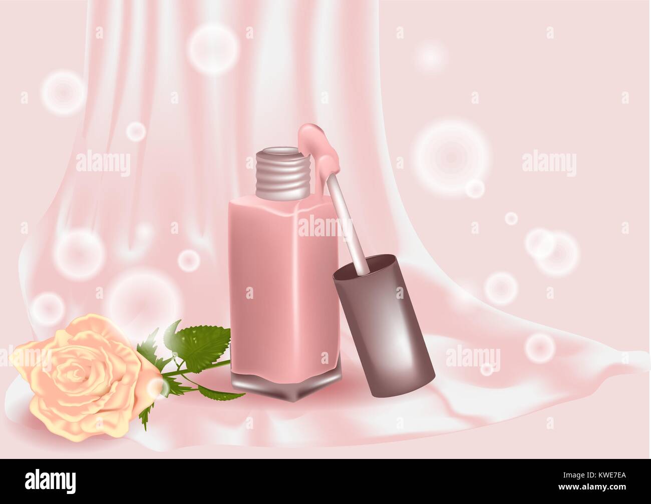 Nagellack und Rose flowere auf abstrakten Hintergrund Stock Vektor