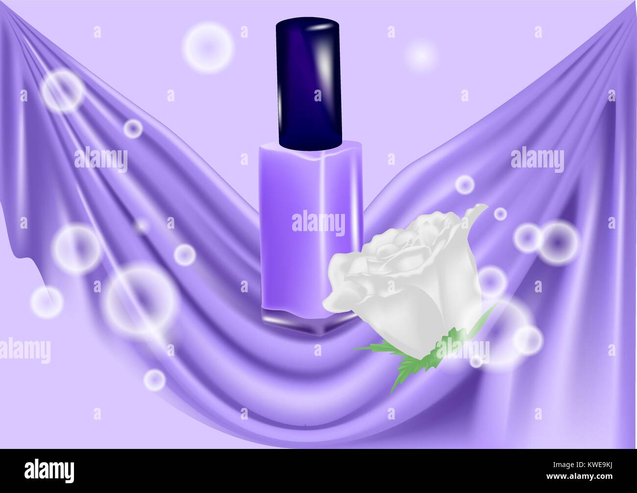 Nagellack und weiße Rose auf abstrakten Hintergrund Stock Vektor