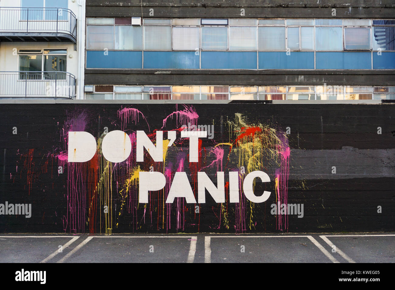 Keine Panik - Street Art in Reykjavik, Island. Stockfoto