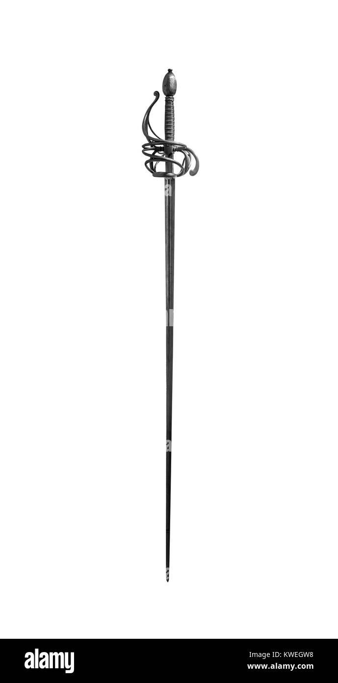 Knight's Schwert isoliert auf weißem Hintergrund. Stockfoto