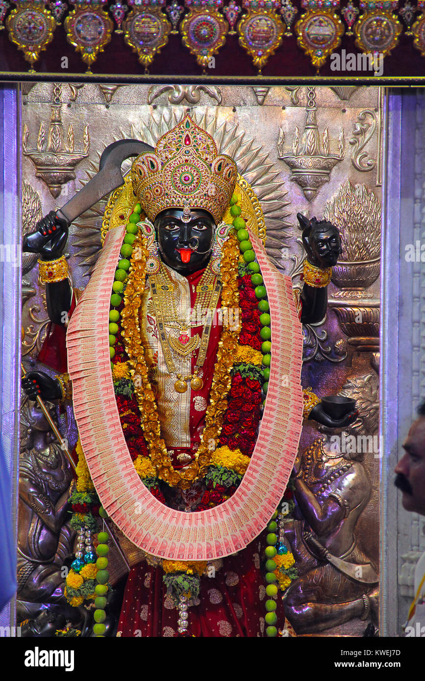 Götze der Göttin Kali, Navaratri Festival, Pune eingerichtet Stockfoto