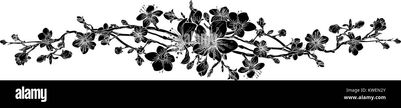 Pfirsich Cherry Blossom Flower Pattern Design Element Stock Vektor