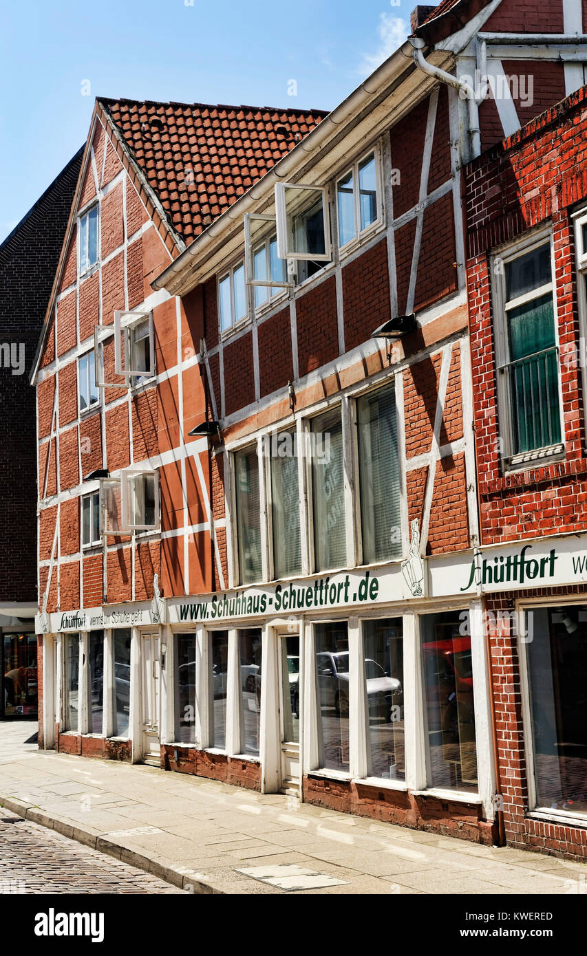 Das historische Gedächtnis der Schuettfort in der sächsischen Tor in Mountain Village, Hamburg, Deutschland, Europa, Der Historische Schuettfort-Speicher bin Sachsento Stockfoto