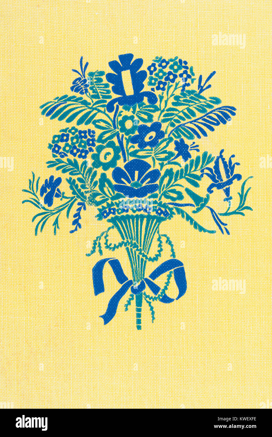 Vase und Blumen Dekoration, von der Abdeckung eines 1941 Erbe drücken Sie Nachdrucke Edition von Alice im Wunderland von Lewis Carroll. Stockfoto