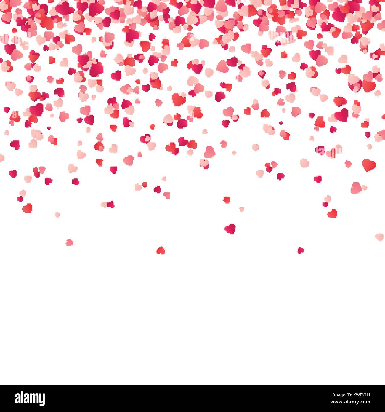 Herz Konfetti. Valentines, Frauen, Mütter Tag Hintergrund mit fallenden roten und rosa Papier Herzen, Blütenblätter. Gruß Hochzeit Karte. Februar 14, Liebe. weißen Hintergrund. Stock Vektor