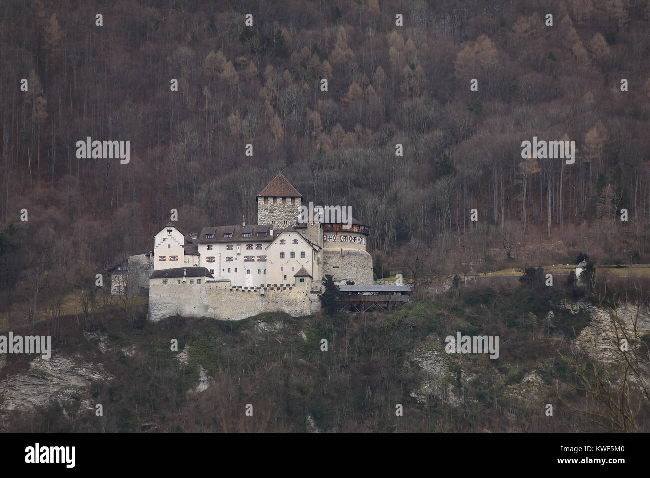 Schloss Vaduz ist die offizielle Residenz des Fürsten von Liechtenstein, ein kleines Binnenland in Europa durch Österreich und die Schweiz begrenzt Stockfoto