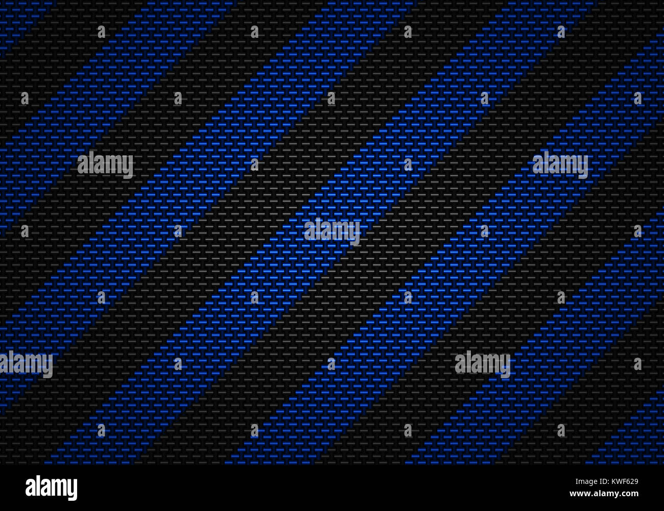 Abstrakte moderne Schwarze Kohlefaser strukturierte Material Design mit blauer Warnband Hintergrund, Wallpaper, Grafik Design Stockfoto