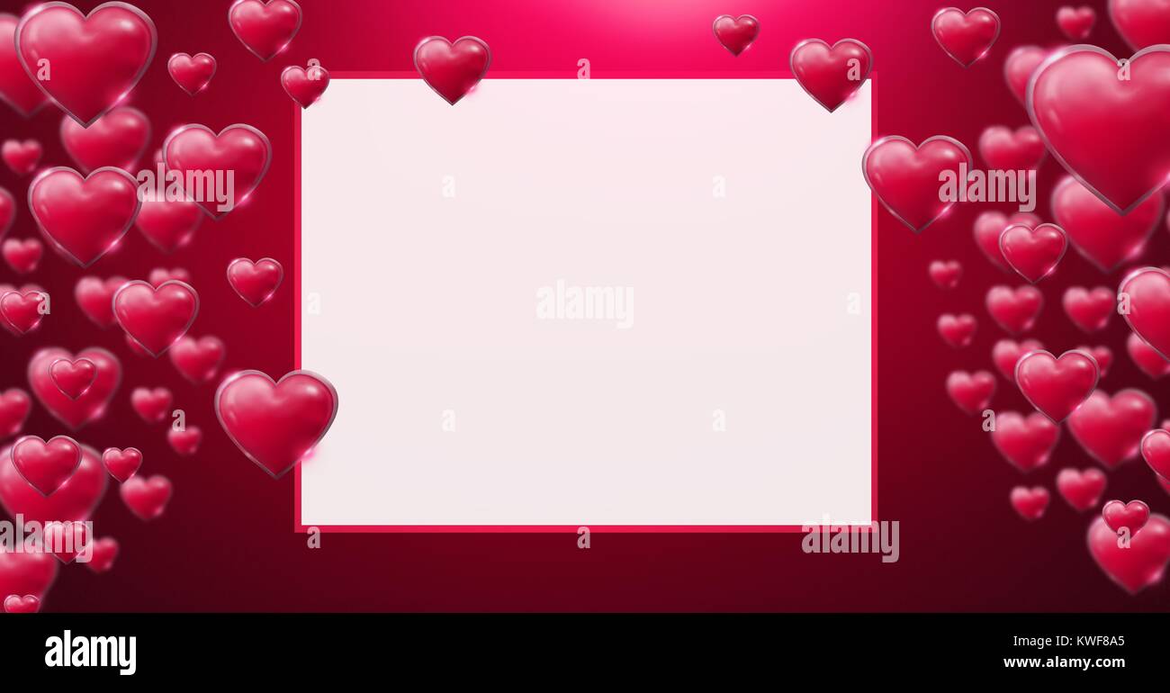 Glänzende, sprudelnde Valentinsherzen Stockfoto