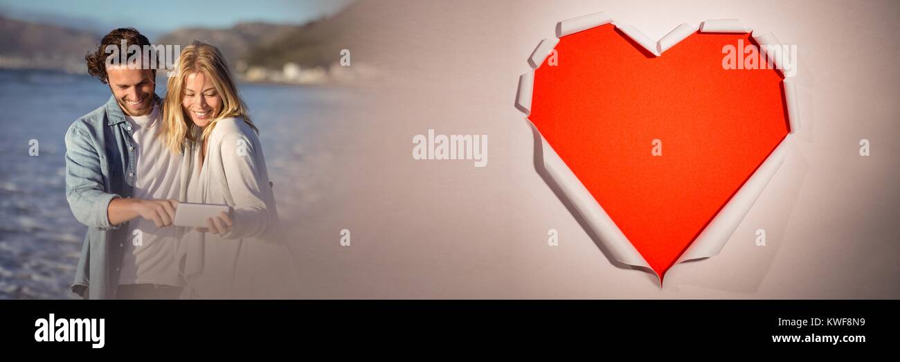 Paar mit valentinstag Liebe Übergang Herz durch Wasser Stockfoto