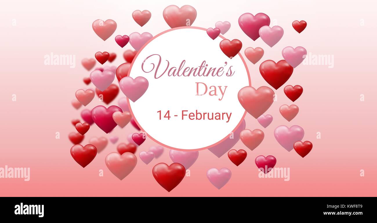 Valentinstag Text und Bubbly Valentines Herzen mit leeren Kreis Stockfoto