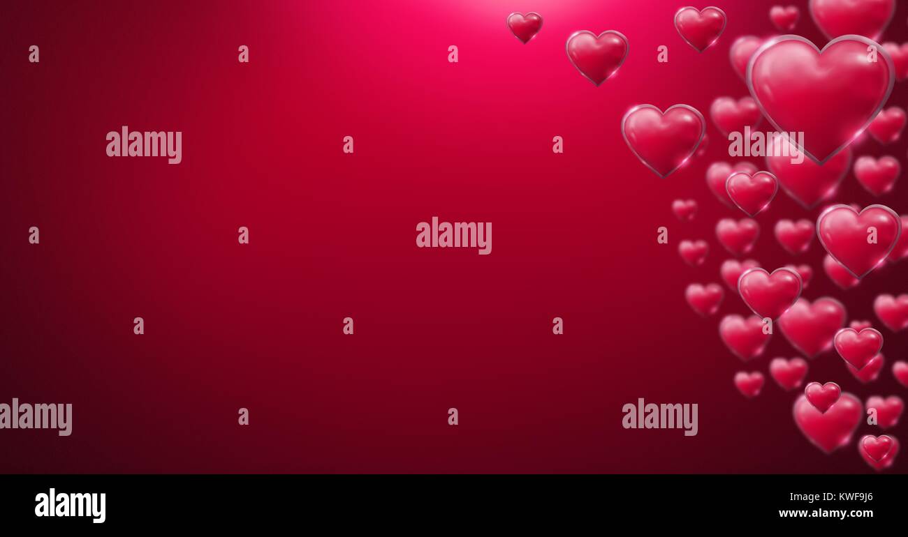 Glänzende, sprudelnde Valentinsherzen Stockfoto