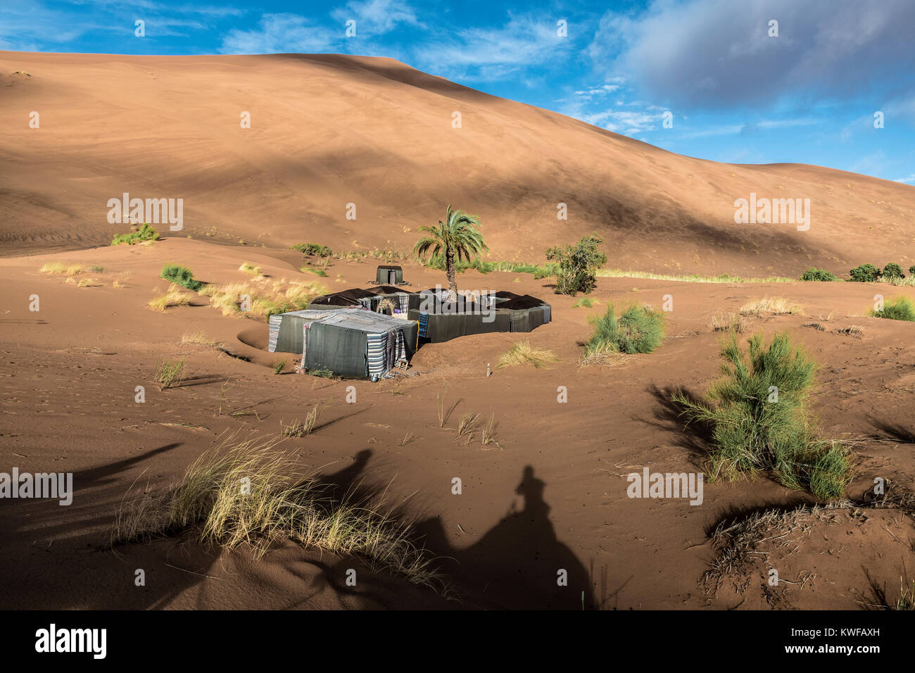 Tourist Camp, in der Nähe von Zagora, Wüste Marokkos. Stockfoto