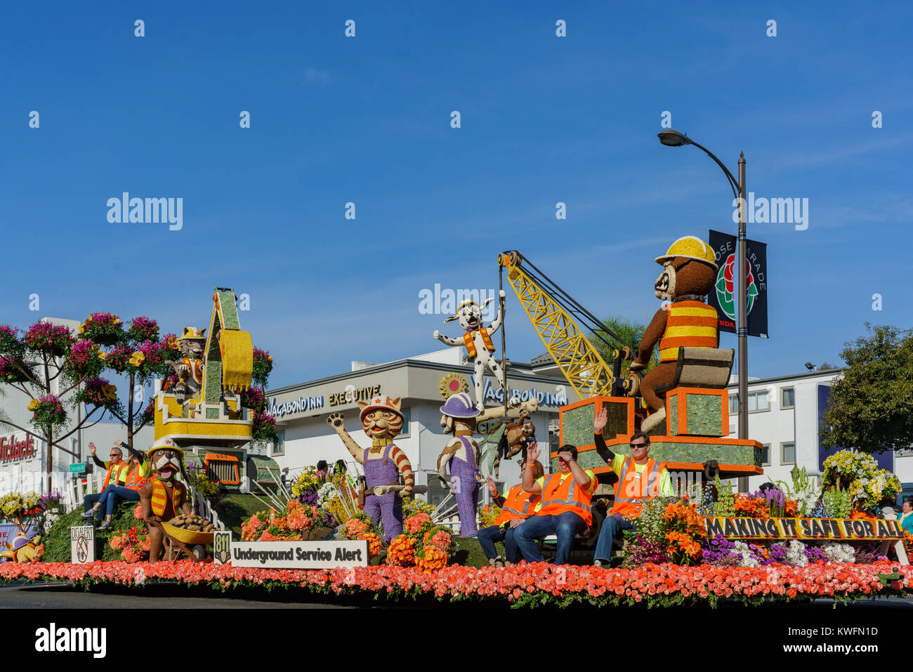 Pasadena, Jan 1: Animation Award, der U-Bahn verbundene Schwimmer im berühmten Rose Parade - Amerikas neues Jahr Feier am 1. Januar 2017 Pasa Stockfoto