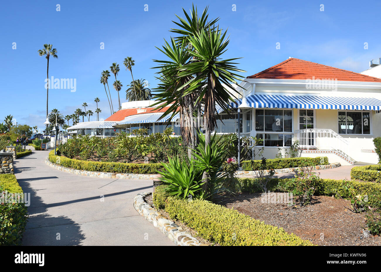 LAGUNA Beach, Kalifornien - 6. JANUAR 2017: Las Brisas Restaurant. Aussicht auf den Pazifischen Ozean, eine Terrasse und einen mexikanischen Meeresfrüchte sind das Restaurant Stockfoto