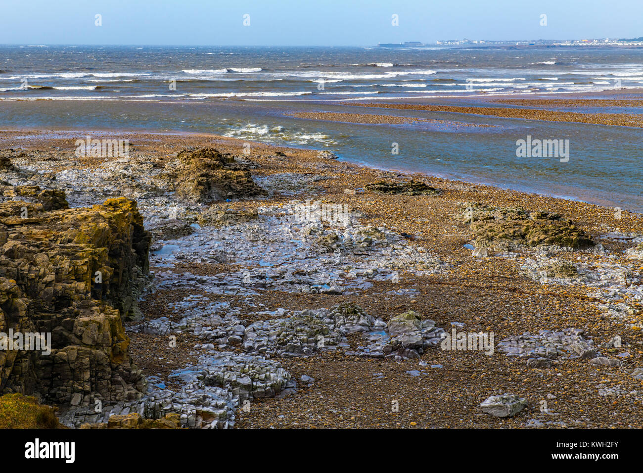 Die Mündung und die Mündung des Flusses Ogmore, Glamorgan Heritage Coast Stockfoto