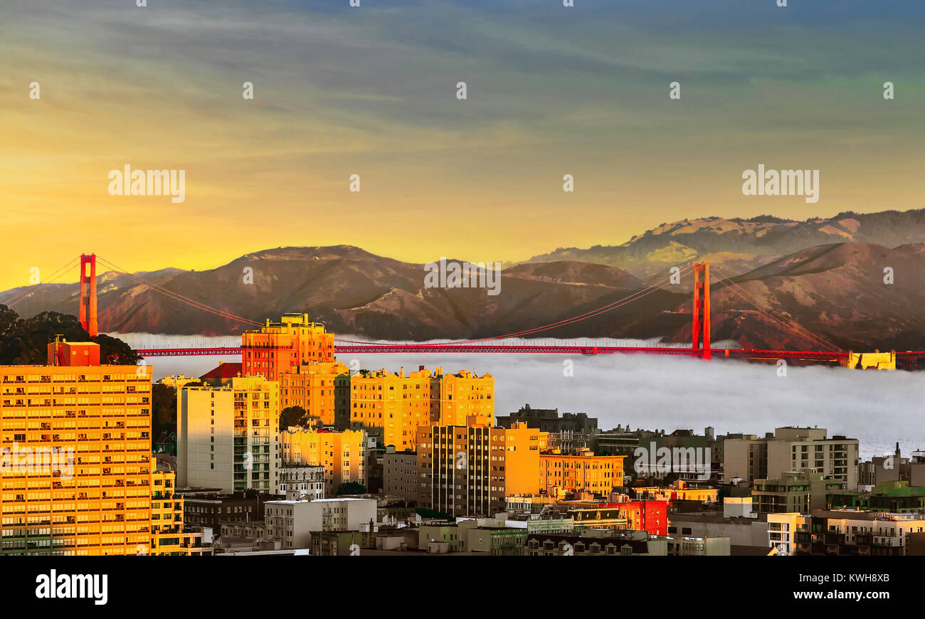Morgen Nebel in San Francisco Stockfoto