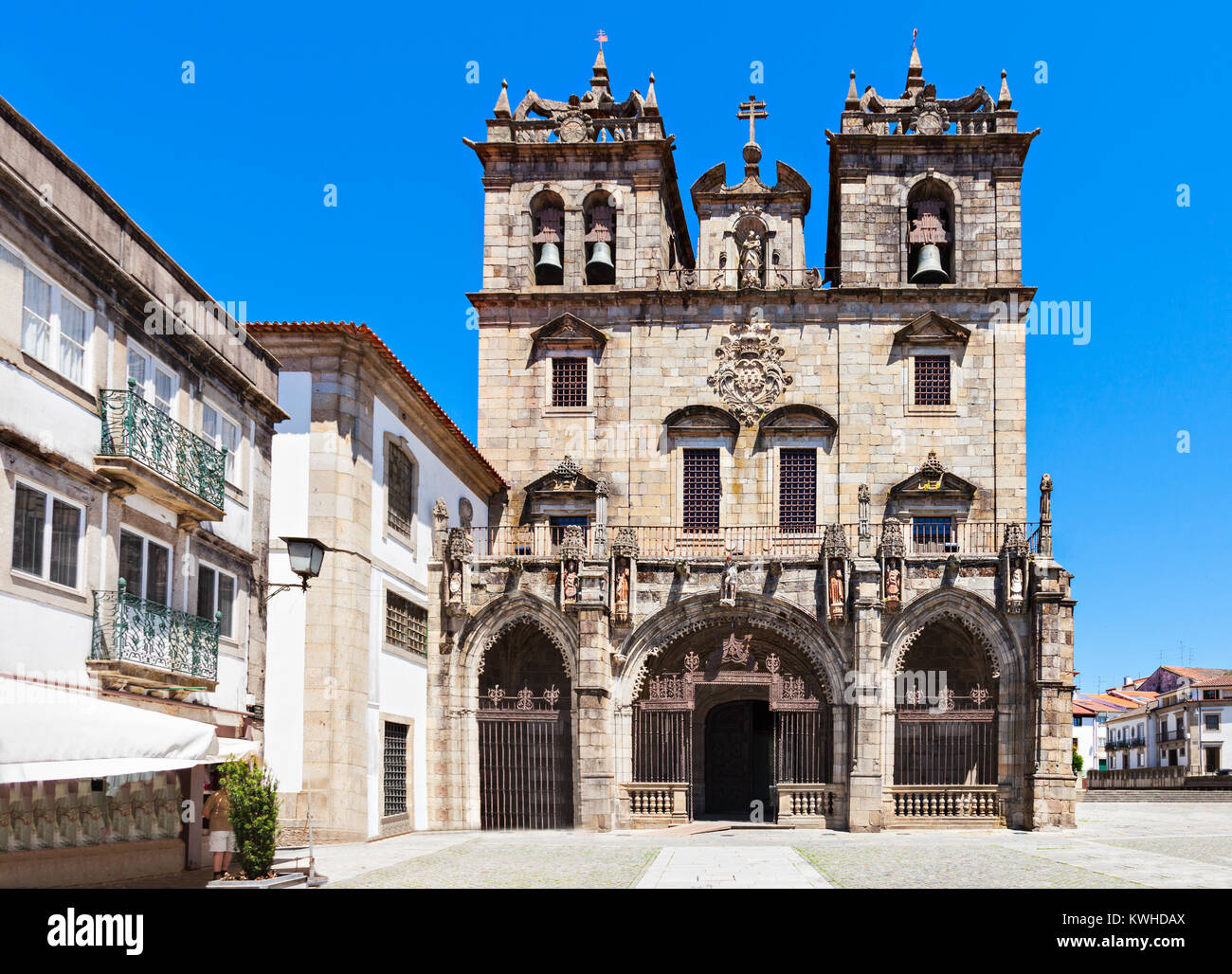 BRAGA, PORTUGAL - 11. Juli: Die Kathedrale von Braga (Se de Braga) ist eine der wichtigsten Sehenswürdigkeiten in Braga, Portugal am 11. Juli 2014 in Braga, P Stockfoto