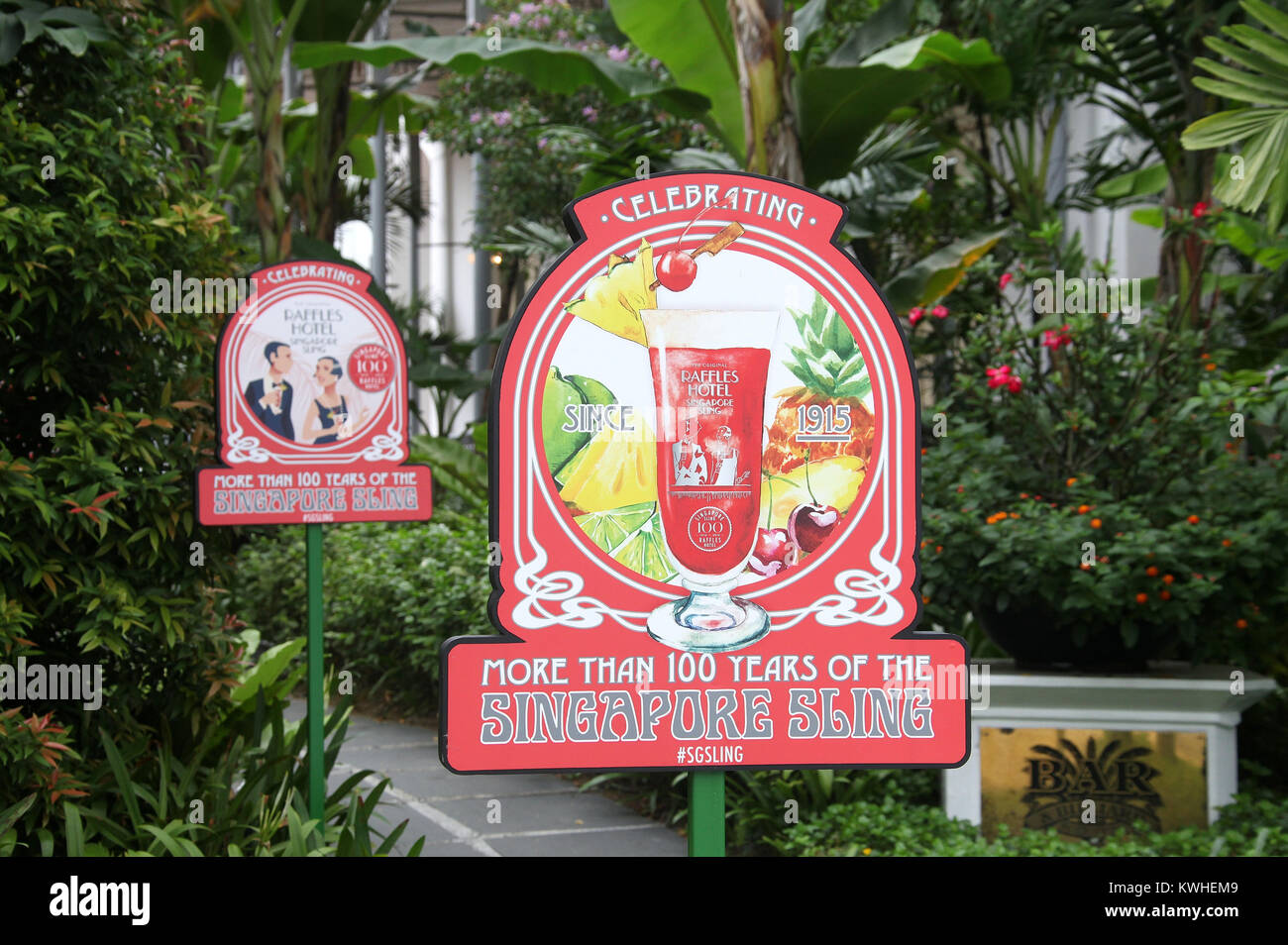 Raffles Hotel berühmt für einen Singapore Sling Stockfoto