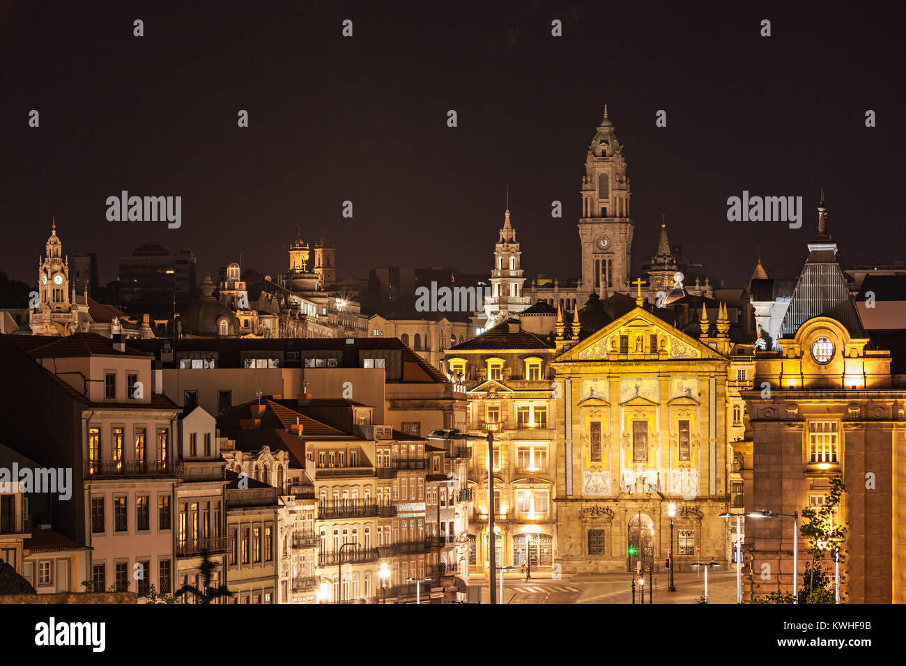 Stadtzentrum Nachtsicht, Porto, Nordportugal Stockfoto