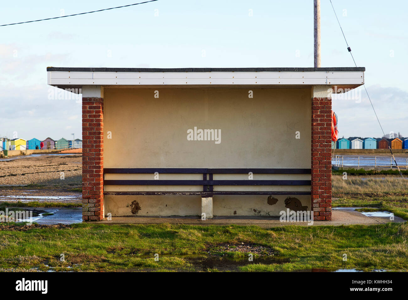 Backstein am Meer Tierheim in Brightlingsea, Essex Stockfoto