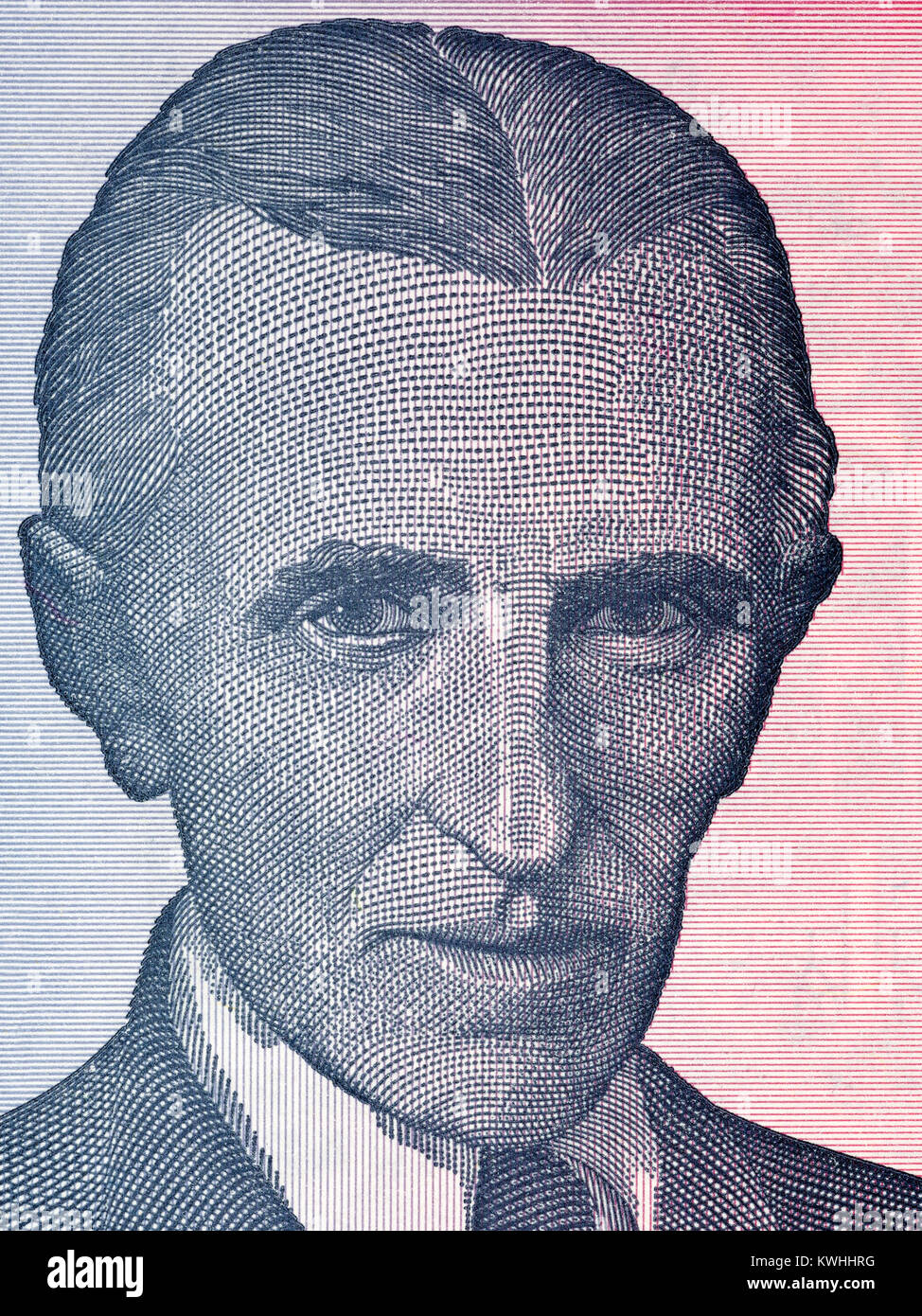 Nikola Tesla Portrait von jugoslawischen Geld Stockfoto