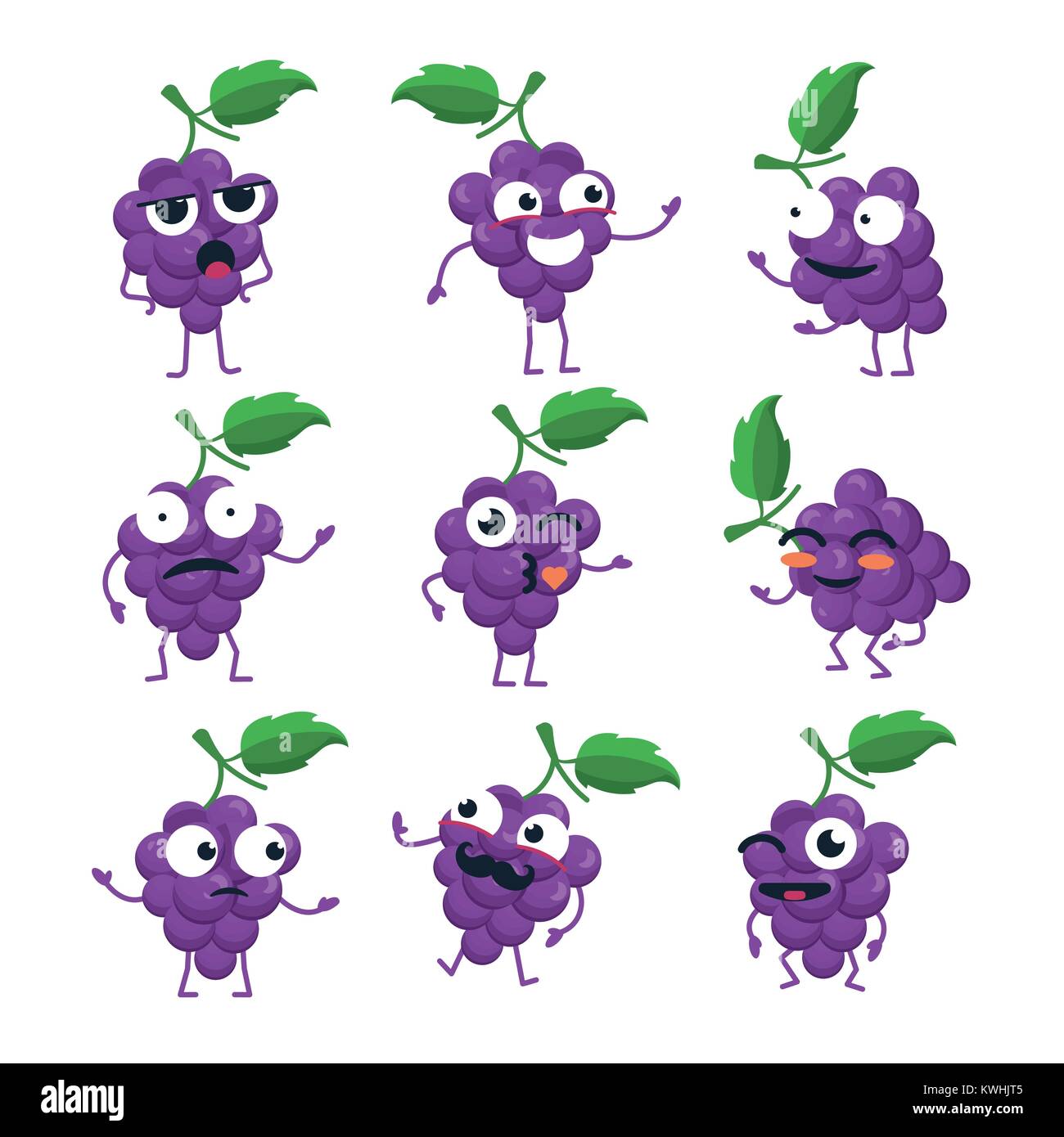 Lustiger Haufen von Trauben - Vektor isoliert cartoon Emoticons Stock Vektor