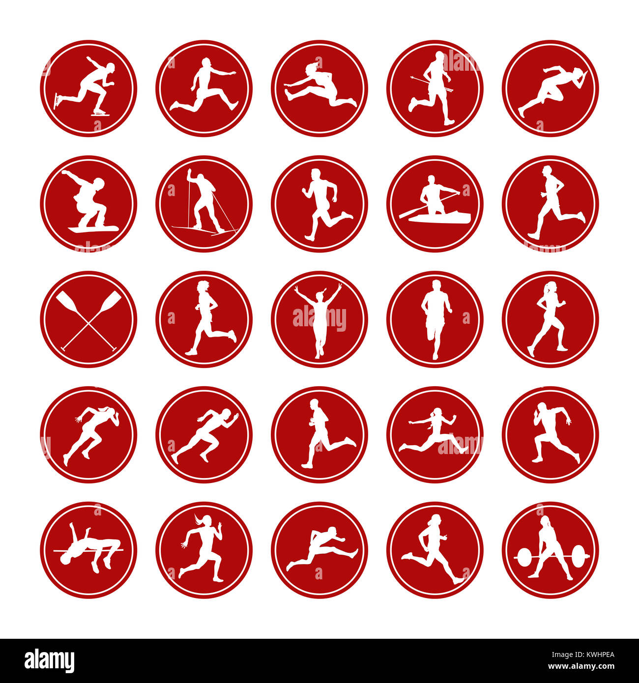 Stellen Sie Symbole echten Athleten Männer und Frauen aus verschiedenen Sportarten Stockfoto