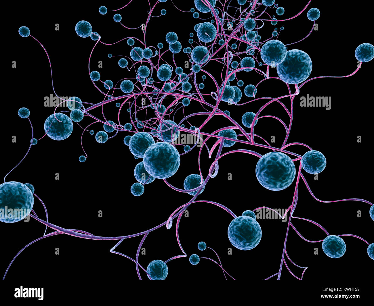 Molekül Abbildung über Biologie Medizin wissenschaftlichen Hintergrund. 3D-Rendering Stockfoto