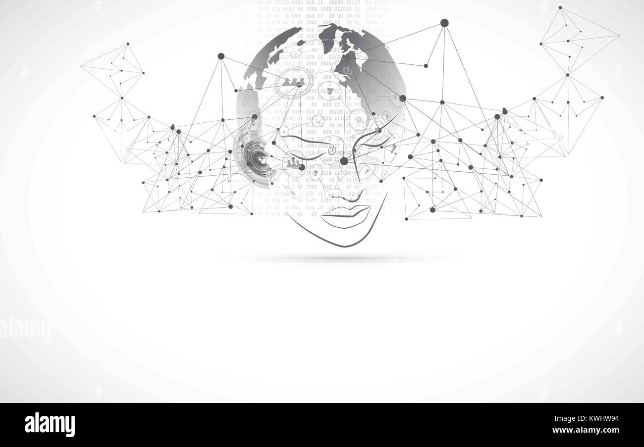 Zusammenfassung der Künstlichen Intelligenz. Technologie web Hintergrund. Virtuelle Konzept Stock Vektor