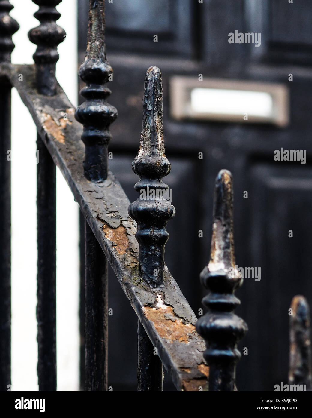 Verrostete Schmiedeeiserne Geländer in Notting Hill Stockfoto