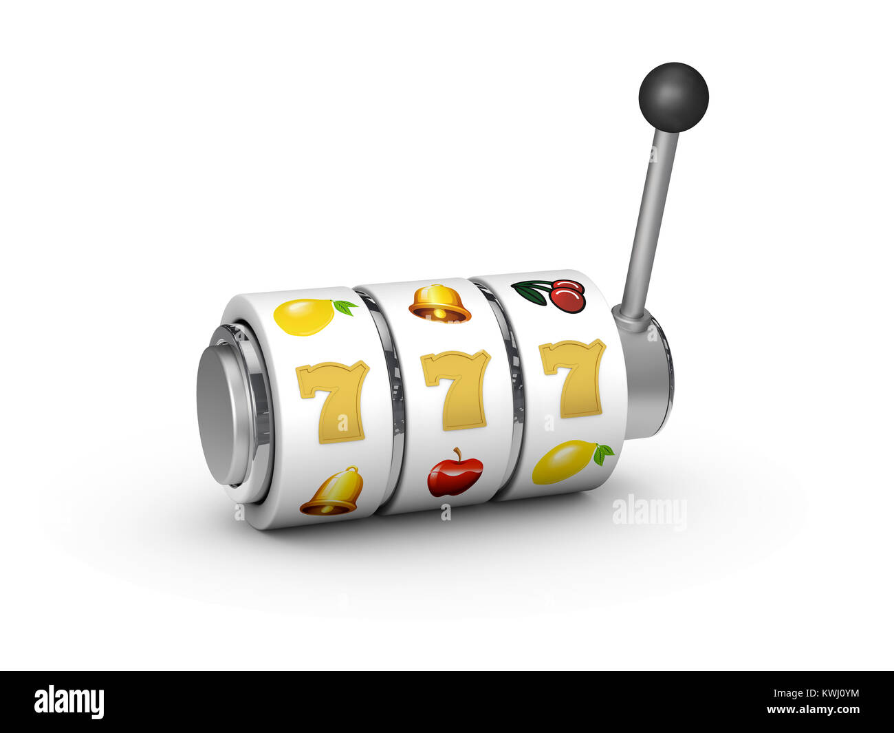 3D-Darstellung der Slot Maschine mit Lucky sevens Jackpot Stockfoto