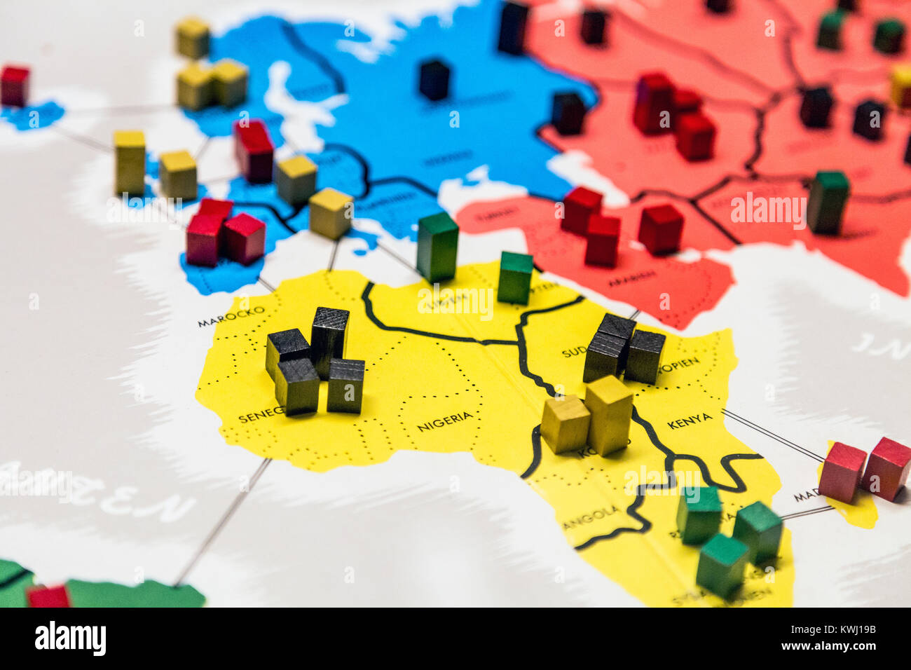 Gefahr! - Eroberung und Diplomatie brettspiel Board close-up Stockfoto