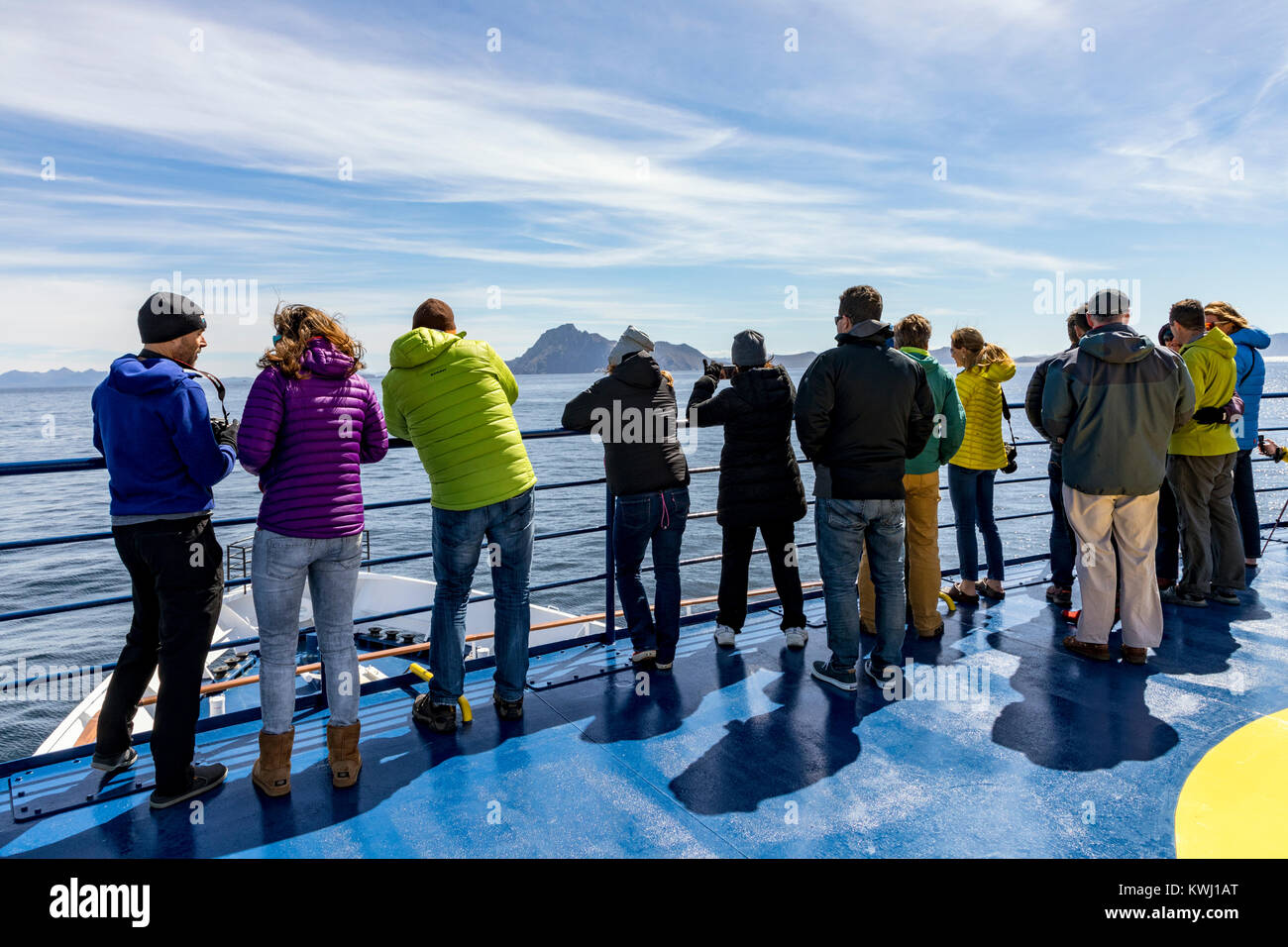 Reisende Ansicht Kap Horn; Cabo De Hornos; südlichsten Landspitze von Tierra del Fuego Archipel der südlichen Chile; Hornos Insel. Nördliche Grenze der Stockfoto