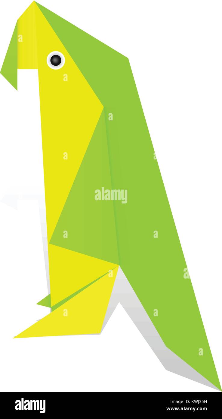 Origami Papagei auf einem weißen Hintergrund. Stock Vektor