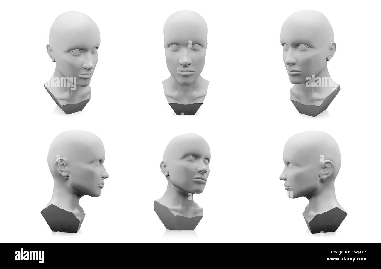 3D-menschlichen Kopf Mannequin auf weißem Hintergrund Stockfoto