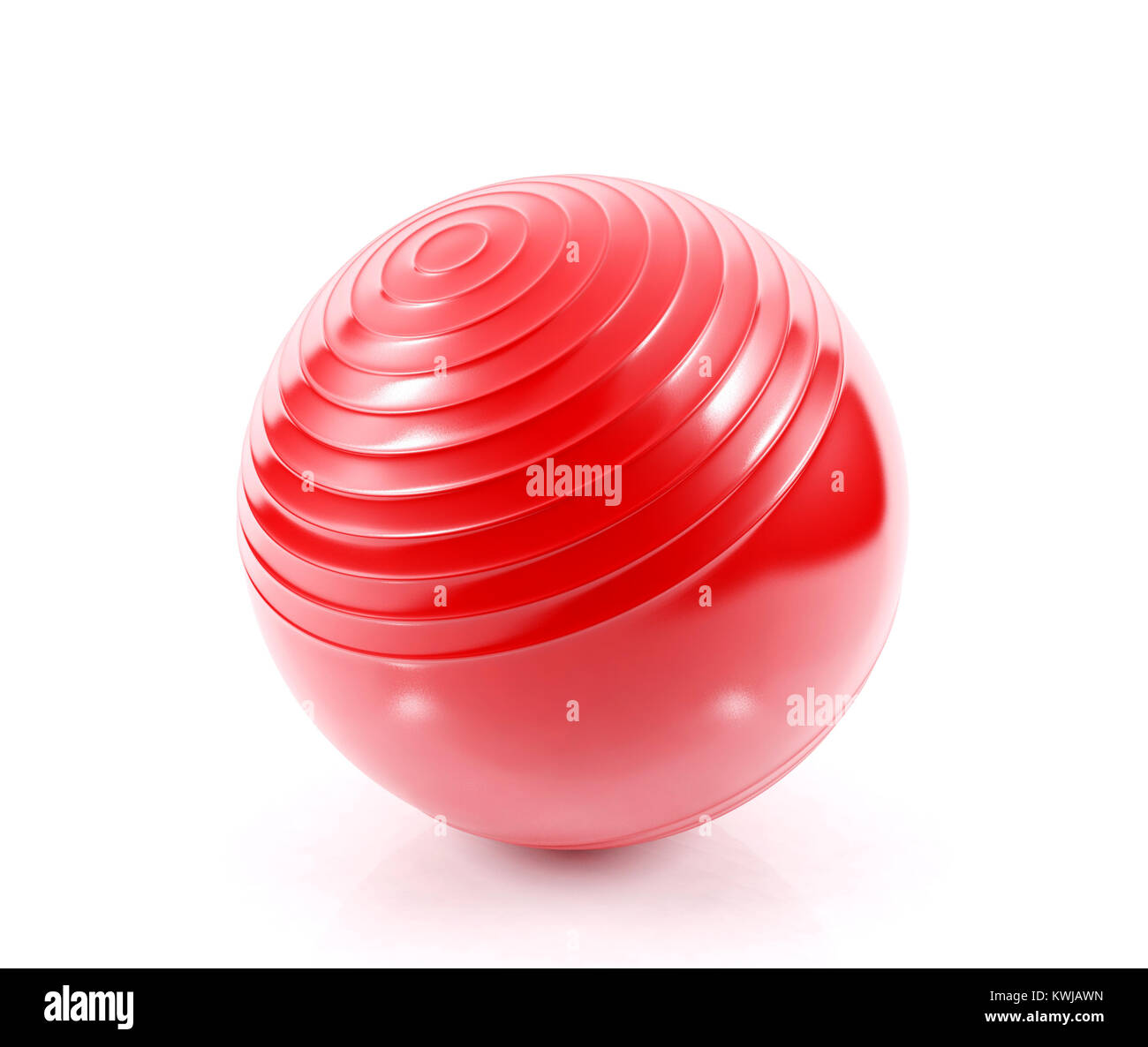 Rot Fitness Ball auf weißem Hintergrund, 3D-Rendering Stockfoto