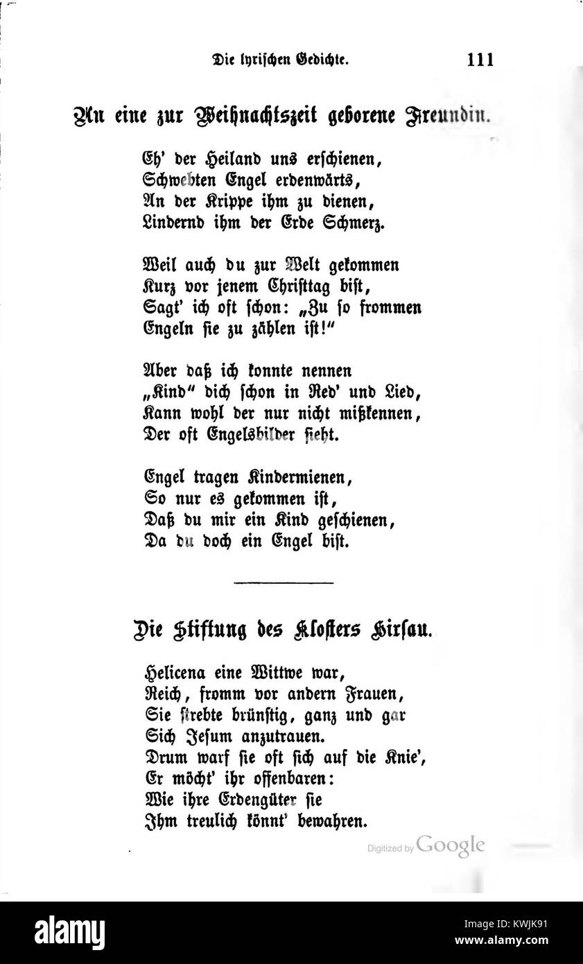 Diese Ausgabe von Justinus Kerners „Ausgewählte poetische Werke“ enthält eine sorgfältig kuratierte Auswahl seiner Gedichte, die sein Werk in der deutschen Lyrik und seine Bedeutung im frühen 19. Jahrhundert repräsentieren. Stockfoto