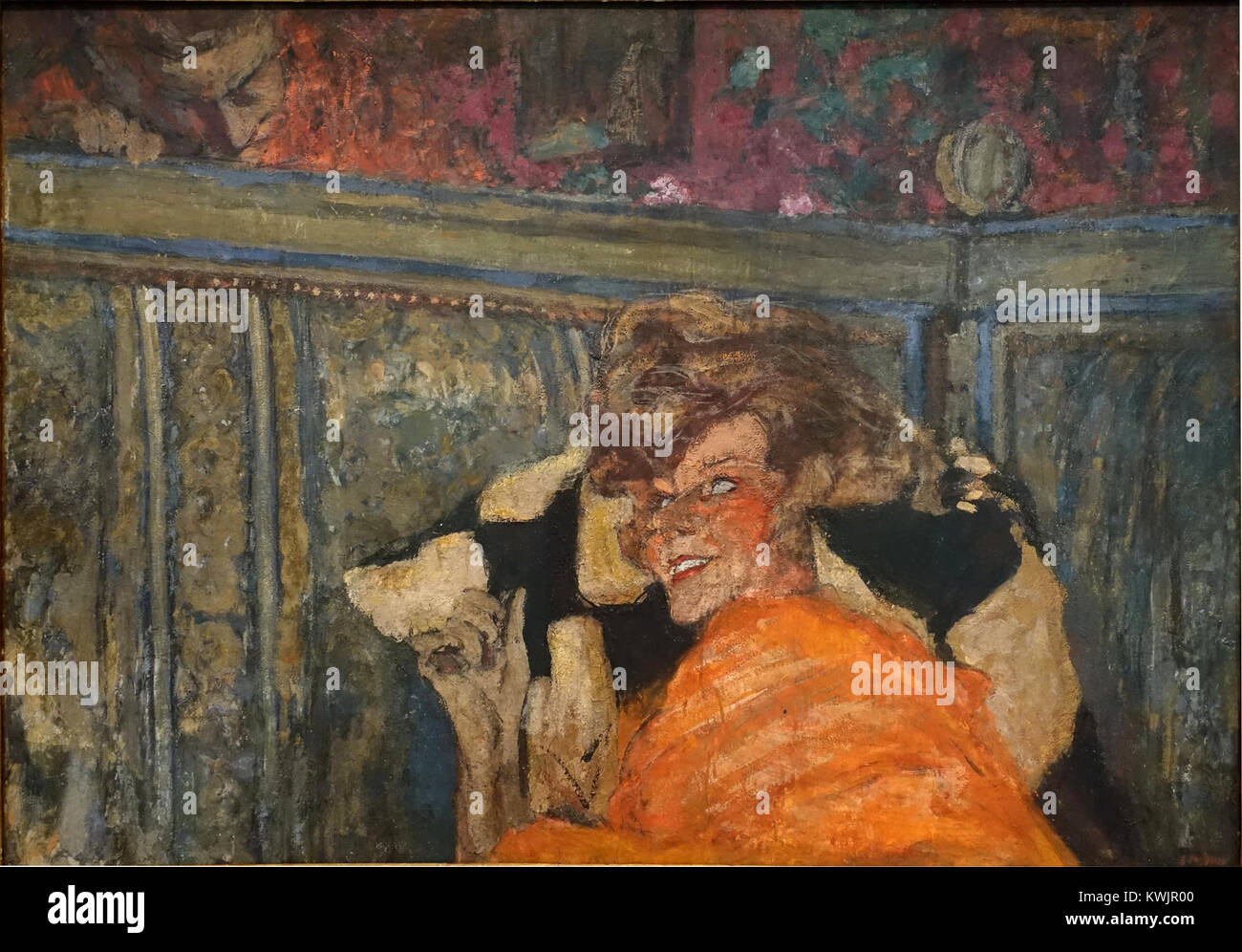 Dieses Gemälde des französischen Künstlers Edouard Vuillard (1868–1940) zeigt die Künstler Yvonne Printemps und Sacha Guitry um 1917; ausgeführt in Öl auf Papier auf Leinwand, Abmessungen 63 x 89 cm, in der Sammlung des Museu de Arte de São Paulo (MASP), Brasilien. Wikimedia Commons+2www.wikiart.org+2 Stockfoto
