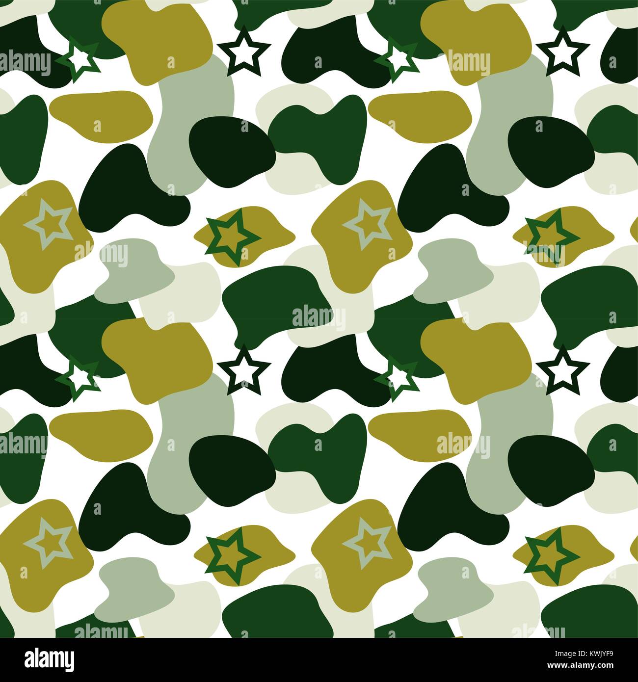 Camouflage Flecken star Formen nahtlose Vektor Muster. Stock Vektor