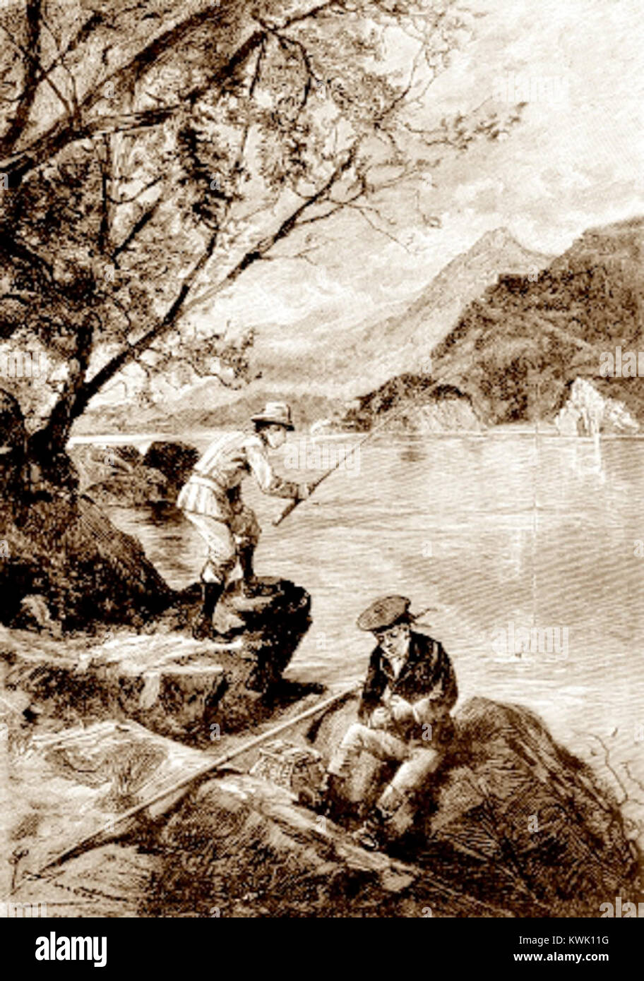 Illustration von Léon Benett für den Roman „Foundling Mick“ mit detaillierten Gravurarbeiten aus dem 19. Jahrhundert, die die literarische Darstellung durch visuelles Erzählen ergänzen. Stockfoto