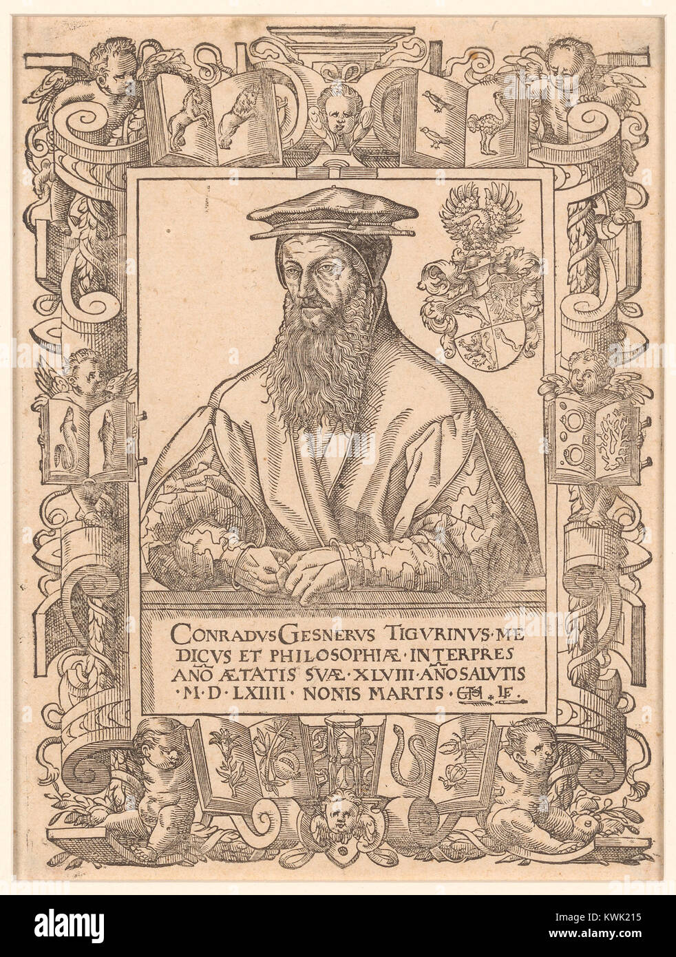 Zentralbibliothek Zürich - conradus Gesnerus Tigurinus medicus et philosophiae interpres anno Aetatis suae XLVIII anno salutis MDLXIIII nonis Martis - 000006653 Stockfoto