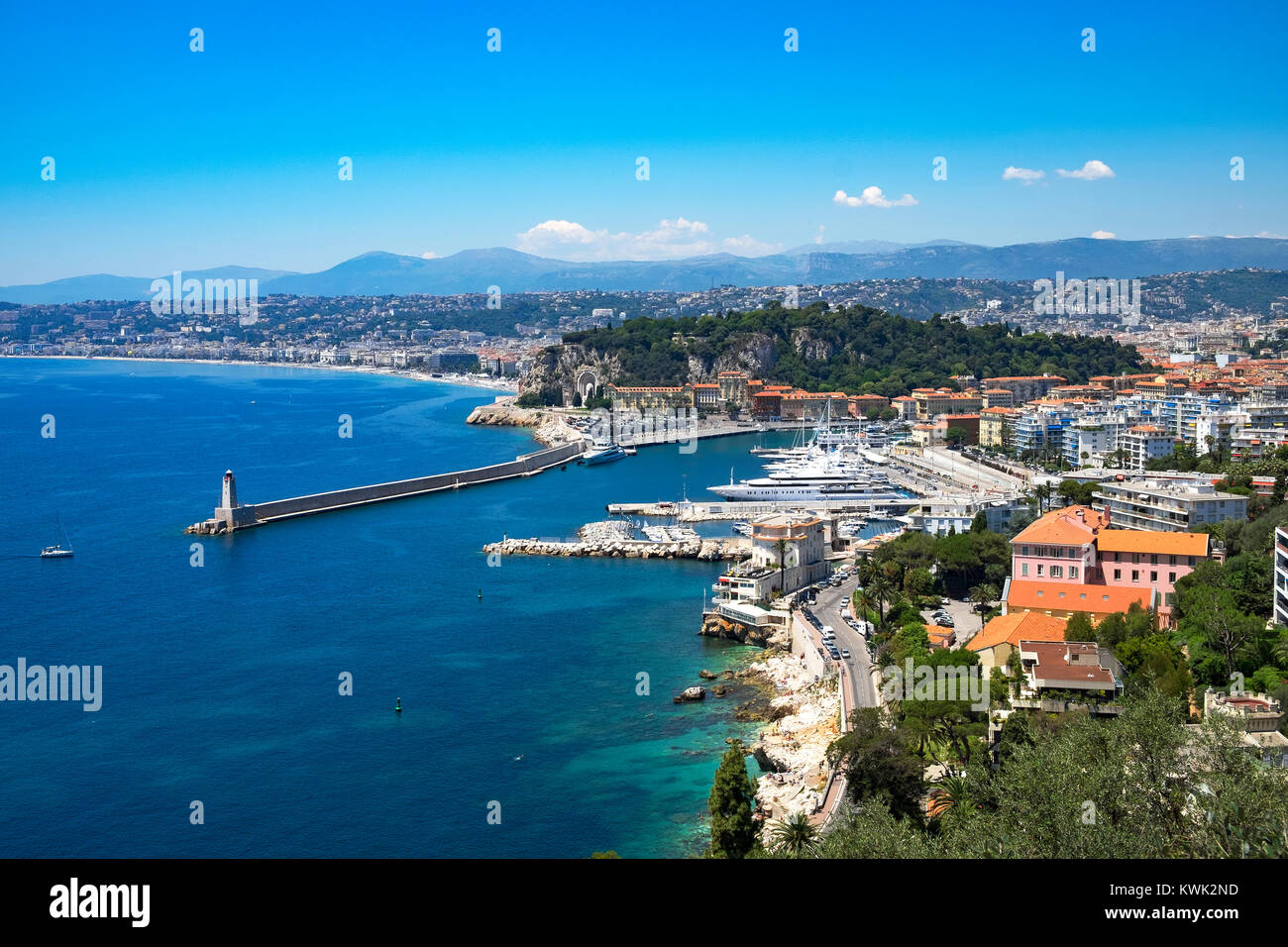 Hafen und Marina in der Stadt Nizza, Côte d'Azur, Frankreich. Stockfoto