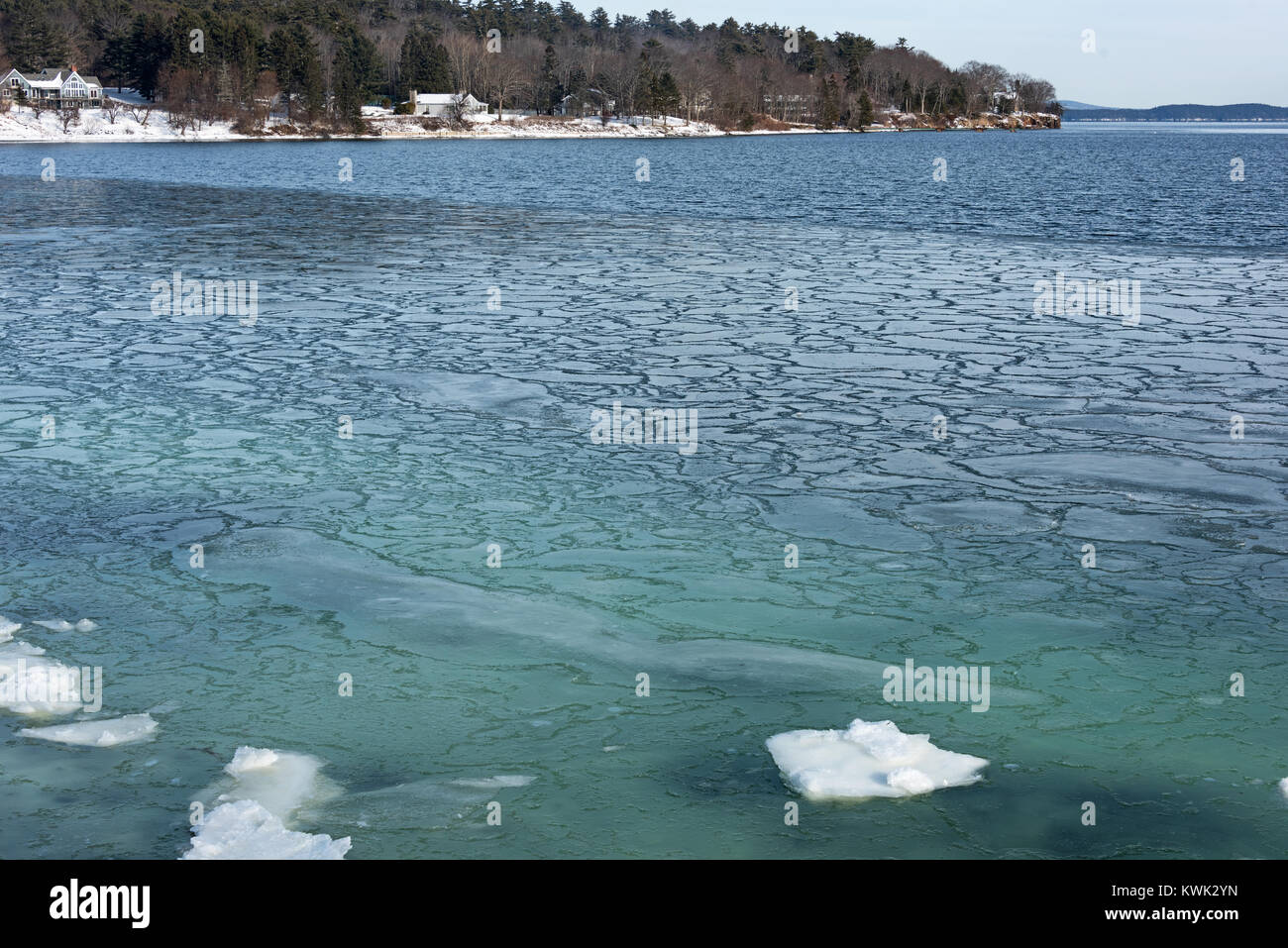 Meereis In Rumpfe Cove Maine Bilden Wenn Meerwasser Gefriert Zum